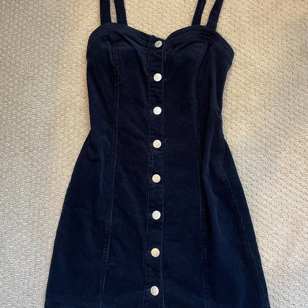 PACSUN Navy Corduroy Dress with Buttons